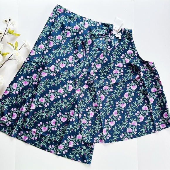 J.Crew Factory Printed Bias Slip Skirt & Top Set Antique Navy Vintage Floral - Picture 5 of 12